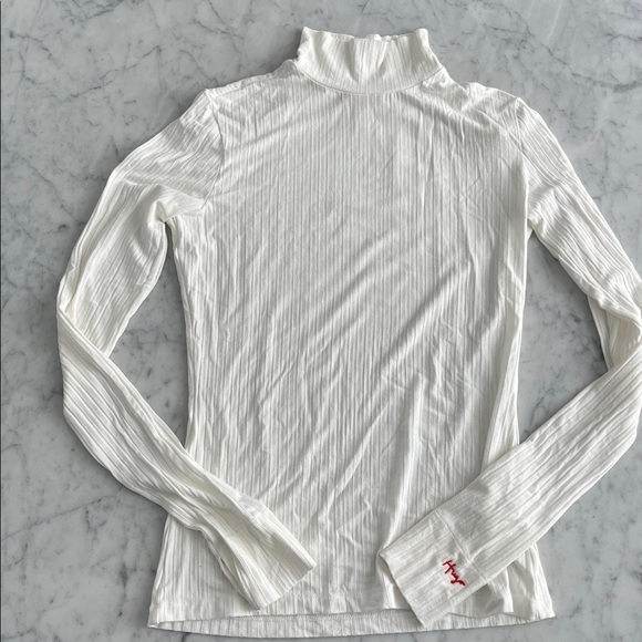 Hugo Boss Cream Ribbed Mock Neck - Picture 2 of 7